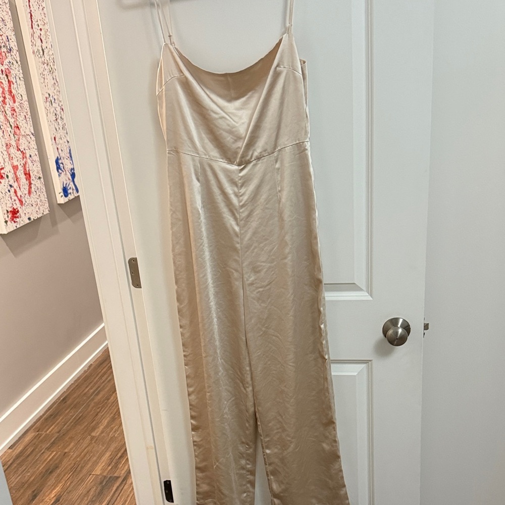 Elegant Cream Wide Leg Jumpsuit